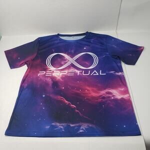 Perpetual Graphic T Shirt Mens XL Purple Galaxy Logo Athletic Festival Oversized